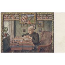 Lady Reading German Military Book Antique Germany Postcard