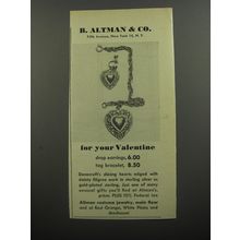 1956 B. Altman & Co. Danecraft Jewelry Ad - For your valentine