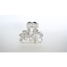 Small mini light silver metal flowers leaf hair claw clip