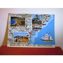 multiview, MAP, BENIDORM, SPAIN used postcard 1971? pm =
