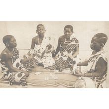 African Women Ladies Playing Card Games Antique Postcard