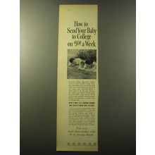 1960 U.S. Savings Bonds Ad - How to send your baby to College on $9.50 a week