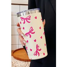 Rose Red Bows Hearts Printed Insulated Stainless Steel Cup