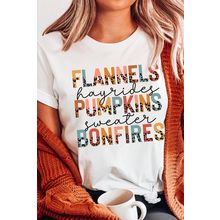 White FLANNELS PUMPKINS BONFIRES Chic Letter Graphic Tee