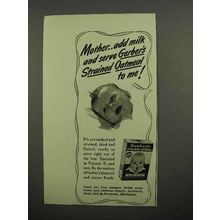 1941 Gerber's Baby Food Ad - Strained Oatmeal