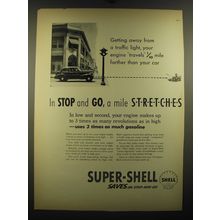 1938 Shell Super-Shell Gasoline Ad - Getting away from a traffic light