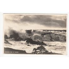 A Rough Sea at Bude Cornwall RP Postcard B69