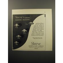 1951 Shreve Crump & Low Jewelry Ad - Shreve's choice diamond solitaires