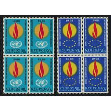 Cyprus Human Rights Year 2v Blocks of 4 1968 MNH SG#316-317