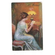Art Nouveau, His Portrait, Glamour Postcard.
