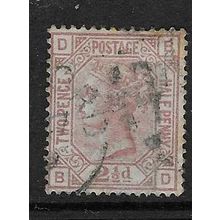 GB 1873-80 QV WMK SMALL ANCHOR 2½d WHITE PAPER PLATE 2 USED SG139 DB