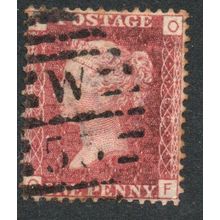 sg43 1d red plate 166 fine used " O F " (reds)
