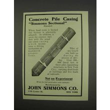 1913 John Simmons Co. Ad - Concrete Pile Casing