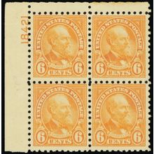 587, Mint F/VF VLH 6¢ Plate Block of Four - Stuart Katz