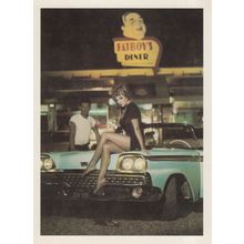 Fatboys Restaurant Diner Classic Car Sexy Woman Postcard