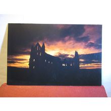 DUSK AT WHITBY ABBEY, YORKSHIRE by Colin Abba larger unused postcard #