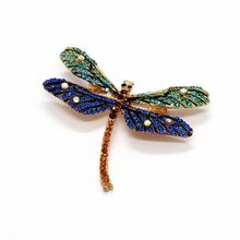 Fashion Women Blue Crystal Dragonfly Rhinestone Insect Jewelry Brooch Pin Gifts
