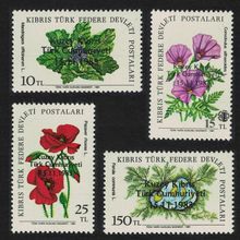 Turkish Cyprus Flowers Ovpt 4v 1983 MNH SG#144-147 Sc#138-141