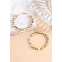 Gold Plated Beads Alloy Hoop Earrings