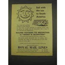 1956 Royal Mail Lines Cruise Ad - Sail With The Sun