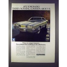 1972 Oldsmobile Toronado Car Ad - Nothing Common About