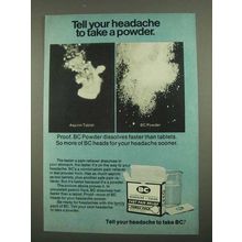 1974 BC powder Ad - Tell Your Headache to Take