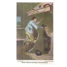 THE ALEHOUSE KITCHEN by Geo Morland unused anique postcard art =