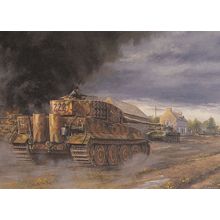 Villers Bocage German Tiger I London Yeomanry Tank War WW2 Painting Postcard