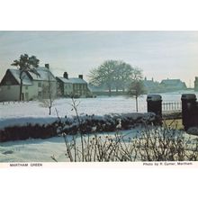 Martham Green at Christmas Winter Snow Norfolk Postcard