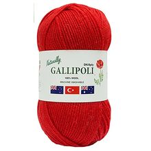 Yarn Knitting Naturally Gallipoli 100% Wool 8ply #Poppy Red 1919 Big 100g Balls
