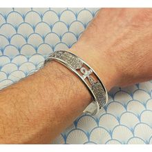 Vintage Egyptian Hallmarked 800 Fine Silver Ankh and Cartouche Cuff Bracelet