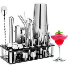 Cocktail Shaker Set, 23-Piece Boston Stainless Steel Bartender Kit with Acrylic