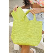 Pear Green Woven Hand Bag with Pouch