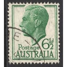 AUSTRALIA 1950/57: KING GEORGE VI DEFINITIVES - 6½d GREEN USED (G1)
