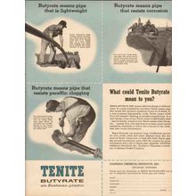 EASTMAN CHEMICAL PRODUCTS 1955 tenite butyrate pipe light vintage ad