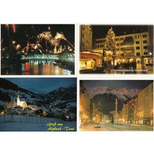 Tirol Austria Night Illuminations Fireworks 4x 1980s Postcard s