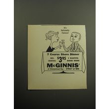 1957 McGinnis' Restaurant Advertisement - It's nationally famous