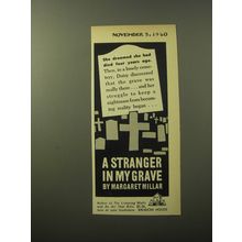 1960 Random House Book Ad - A Stranger in my Grave by Margaret Millar