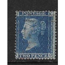 GB QV 1858-79 2d PLATE 9 "DK" USED SG45