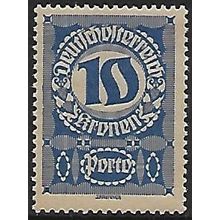 Po Mi 91 y: 10 Kr. deep blue Postage Due Stamp: Numeral, grey paper.