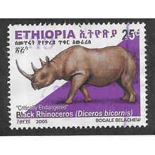 ETH 2005 25c 'BLACK RHINOCEROS' FINE USED (EBID70-369)