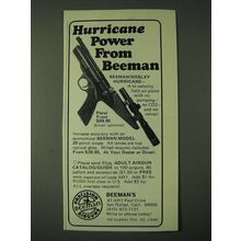 1980 Beeman/Webley Hurricane Air Pistol Ad - Hurricane power from Beeman