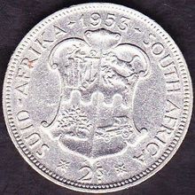 1953 South Africa 1 Florin (2 Shillings) Silver Coin