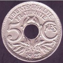 1922 France 5 Centimes Coin