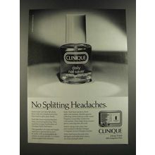 1986 Clinique Daily Nail Saver Ad - No Splitting Headaches