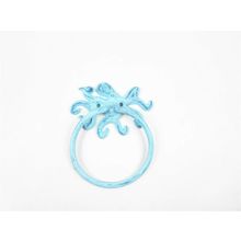 Pack Of 2] Rustic Dark Blue Whitewashed Cast Iron Octopus Towel Holder 6""