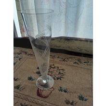 beautiful champagne etched glass flute 21cm high