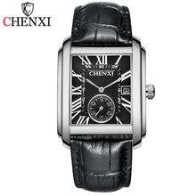 Gents Square Black Face Seconds Hand Sub Dial Date Black Leather Strap Watch