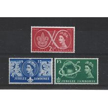GB.World Scout Jubilee Jamboree set of 3.Mounted Mint.Jul25b