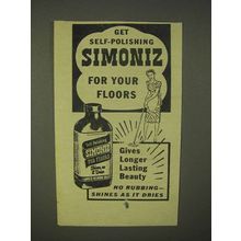 1944 Simoniz Wax Ad - Get Self-Polishing Simoniz for Your Floors